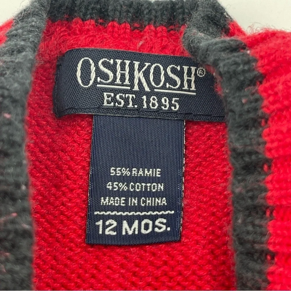 Vtg Oshkosh Toddler Boys Size 12 mos Black Corduroy Train Pants w/Sweater Vest